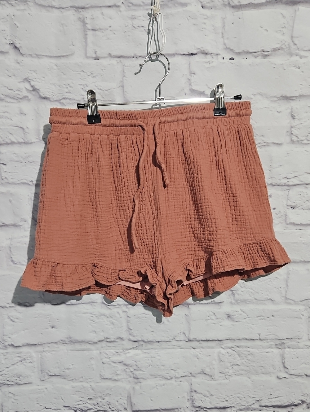 Very J Dusty Rose High-Waist Ruffle Shorts